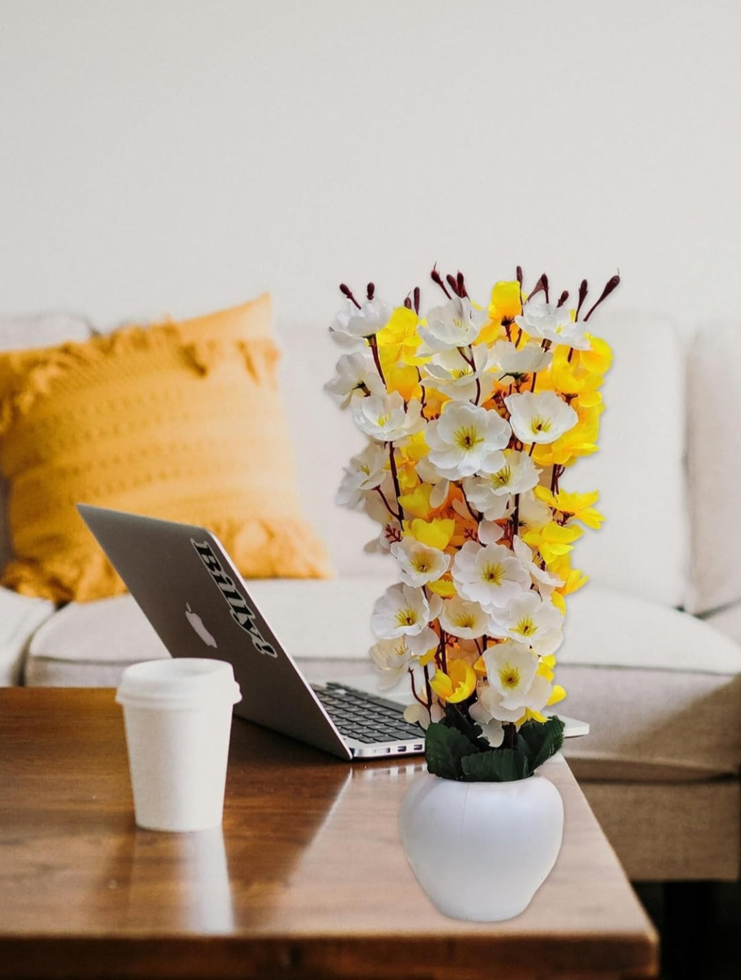 Yarma Artificial Flowers with Pot for Home Decoration | Office Decor, Gift for him/her, Artificial Plants with Pot, Multi Yellow, Pack of 1 Piece, 45 cm
Height