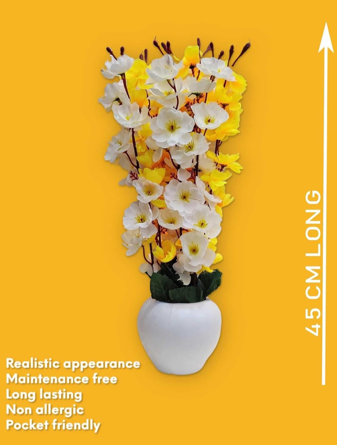 Yarma Artificial Flowers with Pot for Home Decoration | Office Decor, Gift for him/her, Artificial Plants with Pot, Multi Yellow, Pack of 1 Piece, 45 cm
Height